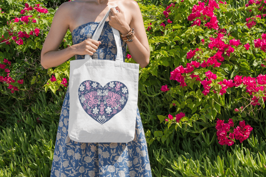 dámska taška folk srdce mk